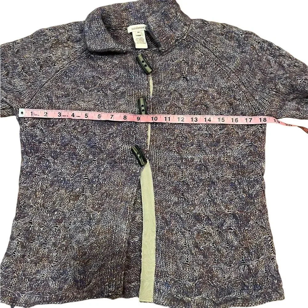 Sundance Alpaca Wool Blend Cable Knit Toggle Cardigan Sweater Medium Cozy